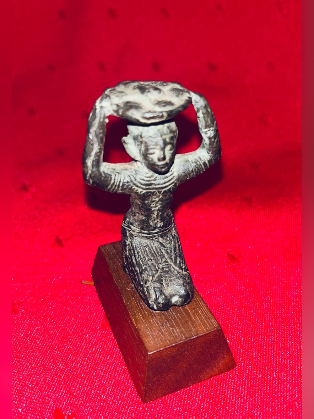 Vintage Antique Bronze Servant Sculpture Kneeling Egyptian Style
